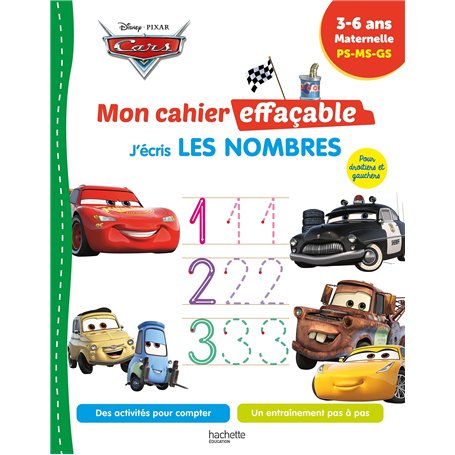 Disney - Cars - Mon cahier effaçable - J'écris les nombres et je compte (4-6 ans)