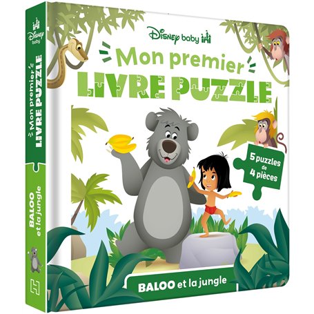 DISNEY BABY - Mon Premier Livre Puzzle - 5 puzzles 4 pièces - Baloo et la Jungle
