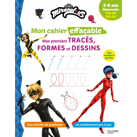 Miraculous - Mon cahier effaçable - Mes premiers tracés