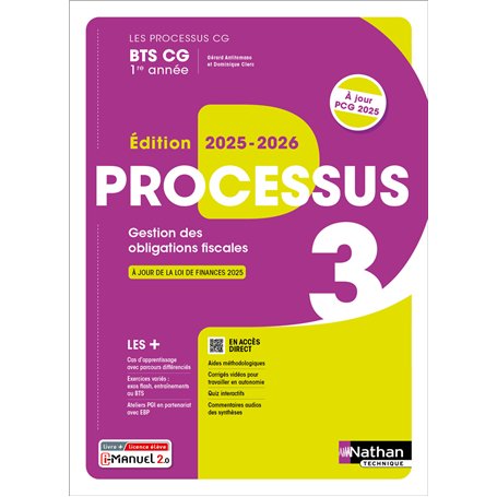 Processus 3 - Gestion des obligations fiscales - BTS CG 1ère année - Coll. Les processus CG - Éd. 2025 - Livre + licence