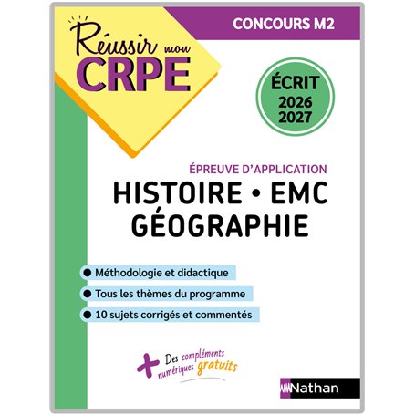 Réussir mon CRPE Histoire Géographie EMC épreuve d'admissibilité écrit M2 - 2026-2027