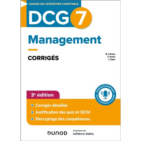 DCG 7 - Management - Corrigés - 3e éd.
