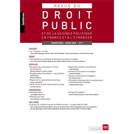 Revue du Droit Public 01/2025 55,77 €
