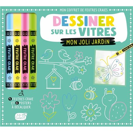 MON COFFRET DE FEUTRES CRAIE - DESSINER SUR LES VITRES MON JOLI JARDIN