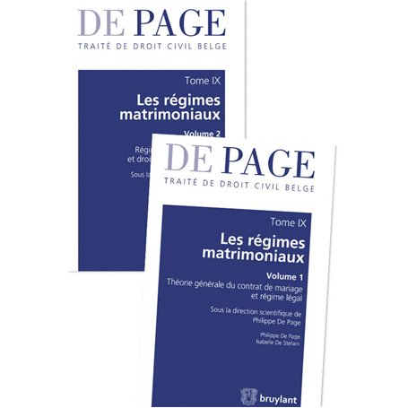 Traité de droit civil belge - Tome 9 Les régimes matrimoniaux