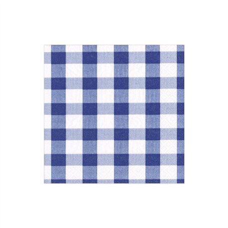 Caspari Gingham Paper Cocktail Napkins in Blue