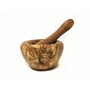 AramediA Mortier et pilon en bois d'olivier tunisien Handicrafts Ensemble de broyeur pour cuisine Épices – Presse-ail