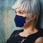TubeRoo FFP2 Lot de 20 masques bleu foncé en forme de poisson - Fabriqué en Allemagne - Certifié CE - Boucles d'oreilles souples