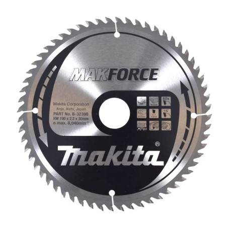 Makita makforce saege Lame 190 mm x 30 mm 60-tooth B 32390