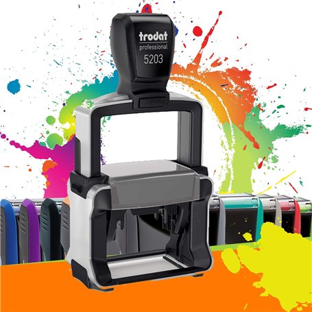 Trodat Metal Line 5203 - Tampon Encreur Professionnel Automatique 6 lignes À Personnaliser - Empreinte 49 X 28 mm Offerte