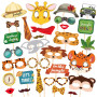 Dusenly Lot de 30 accessoires de photomaton d'animaux amusants à faire soi-même - Accessoires photo de la jungle - Animaux de la