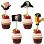 48 Pièces Toppers de Gâteau Pirate, Cocktail de Pirate Drapeaux de Cure-Dents Gâteaux Toppers, pour Soirée à Thème Pirate, Inser