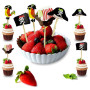 48 Pièces Toppers de Gâteau Pirate, Cocktail de Pirate Drapeaux de Cure-Dents Gâteaux Toppers, pour Soirée à Thème Pirate, Inser