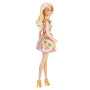 Barbie - Poupée Barbie Fashionistas n° 181 - Poupée Blonde avec Robe Imprimé Fruits, Chaussures à Talons, Lunettes Roses - 30 cm