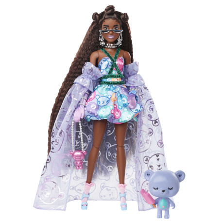 Barbie Poupée Extra Chic avec Robe à imprimé oursons et traîne