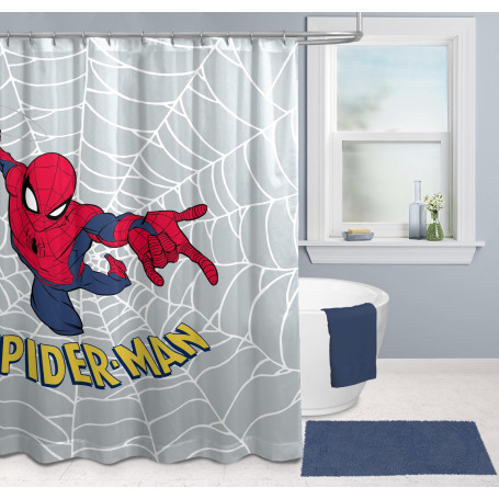 Rideau de Douche Marvel Spiderman 178 x 182 cm - Décoration de Salle de Bains à Motif superhéros en Tissu