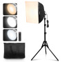 VEVOR Kit d'Éclairage Softbox Professionnel 400 x 400 mm avec Ampoules LED 45 W