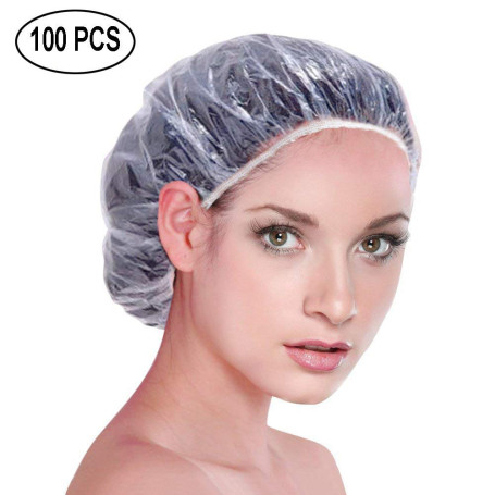Amison Lot de 100 bonnets de douche jetables en plastique pour salon