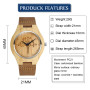 MicLee Montre à Quartz en Bois de Bambou pour Homme Femme Montres en Bois Naturel à Motif Arbre de la Vie Bracelet en Cuir Cadra