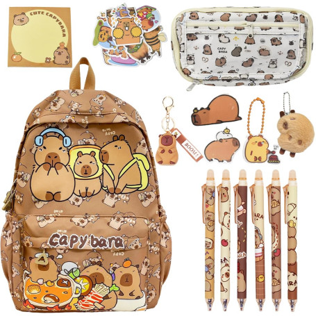 CYGMRFH Capybara Schoolbag Cartoon Sac à Dos Scolaire Grande CapacitéKawaii Capybara Federmäppchen