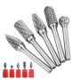Gasea 5PCS 6×10mm Fraises Double Coupe Rotatives Carbure de Tungstène Die Grinder Bit 6.35mm Tige Cylindrique de Gravure Rotatif