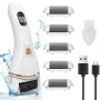 Vxdoirk Râpe électrique pour callosités - Rechargeable et étanche - Avec 5 rouleaux et 3 vitesses - Pour enlever les callosités