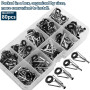 WMYCONGCONG Lot de 80 Kit de réparation d'embouts de Canne à pêche, kit de Remplacement d'embouts de Canne à pêche, Anneaux en c
