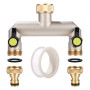 TIDEVAN Robinet Distributeur 2 Voies Robinet 2 Voies 3/4" Double Raccord d'eau de Jardin Répartiteur avec Robinet Double Sortie