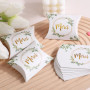 50pcs Boîtes Dragées Mariage Boite bonbon Forme de Coussin Bonbonnière Faveur de mariage Cadeau pour Communion Baptême Aannivers