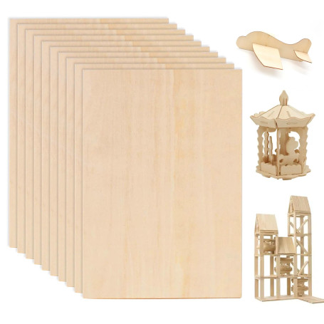 Lot de 10 feuilles de bois de tilleul 200 x 100 x 1