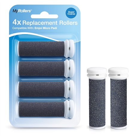 My Rollers Lot de 4 Rouleaux Ponceurs Micro-Minéraux Extra Rugueux de Remplacement pour Emjoi Micro Pedi - Pack de 4 Rouleaux de