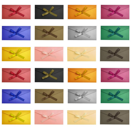 SLTAXAR 24PCS Enveloppes Colorées Enveloppe Rétro Enveloppes Cadeau avec Rubans de Décoration Enveloppe de Cadeau Élégante Envel