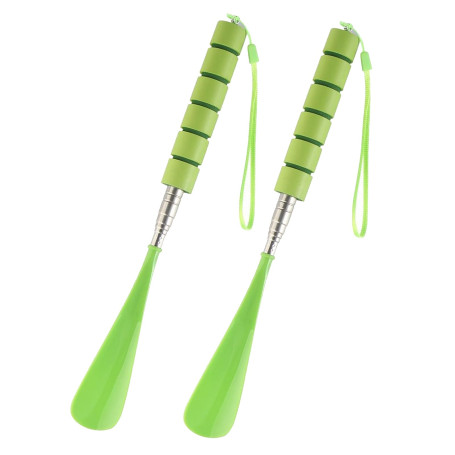 Lot de 2 chausse-pieds longs en forme de corne - En acier inoxydable - Long et indestructible - Extensibles - Pour chaussures