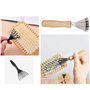 5 Pcs Outil de Nettoyage Ensemble，Griffes de Nettoyage de Peigne、brosse à cheveux avec fil métallique râteau manche en bois - Ne