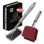 Brosse Barbecue 3-en-1 | Brosse Grille Barbecue avec Grattoir et Éponge Résistante à la Chaleur | Brosse Nettoyage Barbecue pour