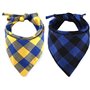 CHUKCHI Lot de 4 Bandanas à Carreaux pour Chien - Mouchoirs réglables Foulard Lavable Bandana réversible en Coton avec Corde Con