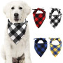 CHUKCHI Lot de 4 Bandanas à Carreaux pour Chien - Mouchoirs réglables Foulard Lavable Bandana réversible en Coton avec Corde Con