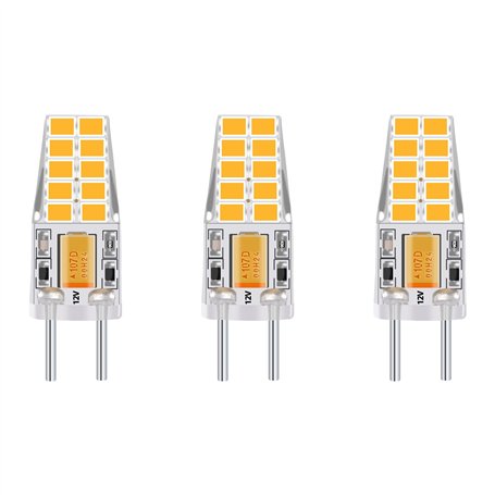 Bonlux 3-PCS 3W 12V G6.35 LED Ampoule Culot T3 / T4 / T5 G6.35 / GY6.35 Base Blanc chaud 3000K Remplacement de 30W Ampoule Halog