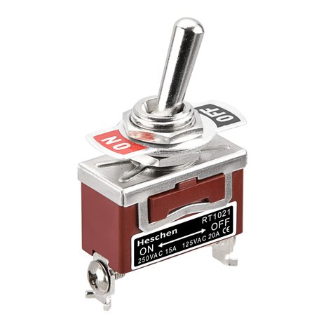 Heschen Interrupteur à bascule en métal SPST maintenu ON/OFF 2 positions 15 A 250 V AC CE