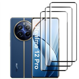 QZJinch Lot de 3, Verre Trempé pour Realme 12 Pro Film en Protection écran efficace contre les Rayures,3D Incurvé Couverture Com QZJinch Lot de 3