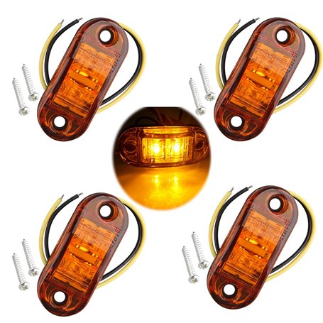 Futheda 4 pcs IP65 12 V/24 V Ovale LED latérales Feux de gabarit Avant Feux arrière Lampes Universel Indicateur de Position avec