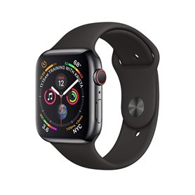 Apple Watch Series 4 (GPS + Cellulaire, 44MM) - Coque Acier Inoxydable Noir Sidéral avec Bracelet de Sport Noir (Reconditionné) Apple Watch Series 4 (GPS + Cellulaire
