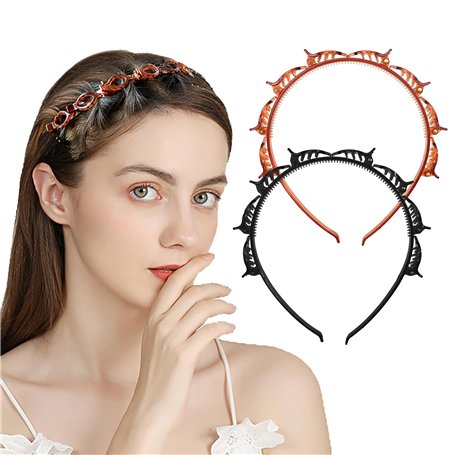 2 Pièces Serre Têtes avec Pinces Épingle à Cheveux à Double Frange Hairpin Headband Serre Tete Pince Bijoux Cheveux Pinces à Che