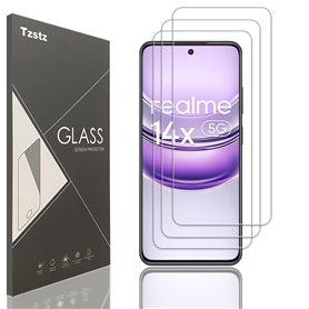 Tzstz 3 Pièces Verre Trempé D'écran Protecteur pour realme 14x 5G Dureté 9H Anti Rayures HD Film de Protection D'écran