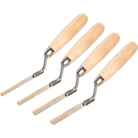 Lot de 4 truelles pointeuses plates en acier inoxydable avec manche en bois (1