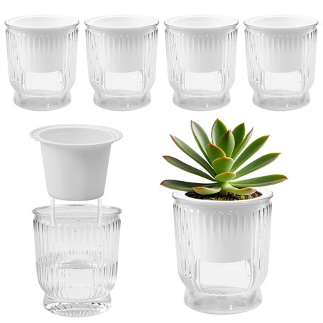 VGECEE Lot de 4 Pots de Fleurs en Plastique