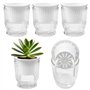 VGECEE Lot de 4 Pots de Fleurs en Plastique, Pots avec Système d'Arrosage Automatique, Pot de Fleurs Transparent avec Niveau d'e