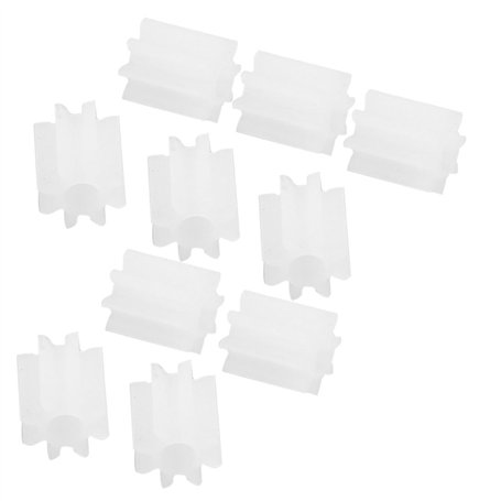 sourcing map 10 Pcs Blanc Plastique 8 Dents 2mm Arbre Diamètre Bricolage RC Modèle Engrenages