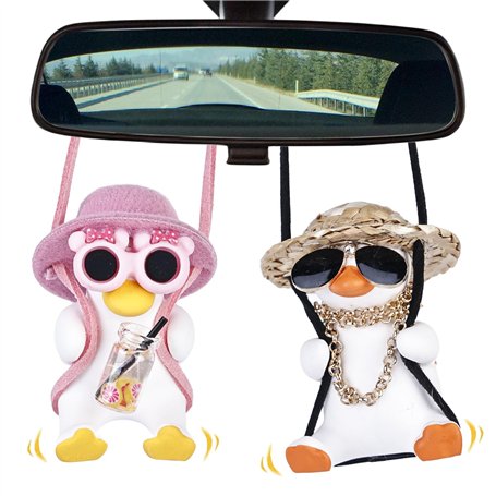 HOMURY Lot de 2 pendentifs de rétroviseur de voiture - En forme de canard - Décoration suspendue pour rétroviseur intérieur - Ac