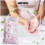 Lot de 1000 feuilles de savon jetables en papier portable pour voyage, randonnée, lavage des mains, bain, papier de toilette, co